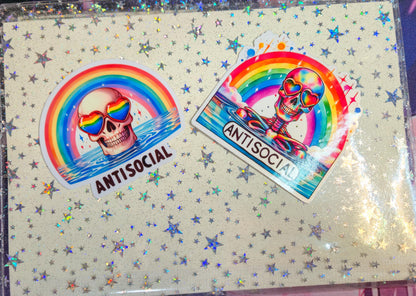 Anti-Social Skeleton Glossy Die Cut Bujo Journal Planner Sticker