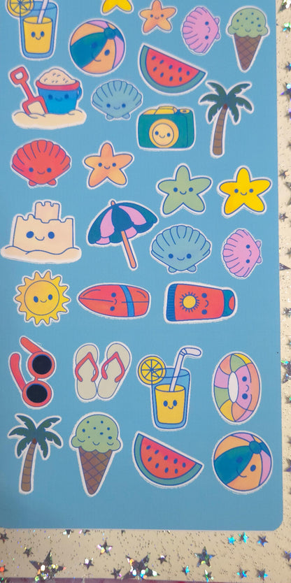 Summer Vacation Vibes Matte Bujo Journal Planner deco Sticker Sheet