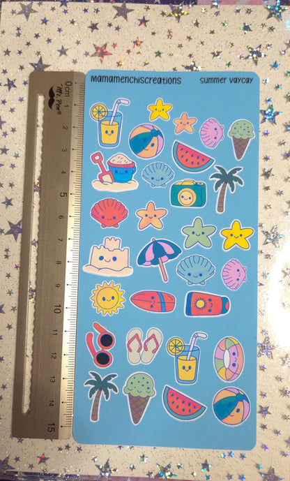 Summer Vacation Vibes Matte Bujo Journal Planner deco Sticker Sheet