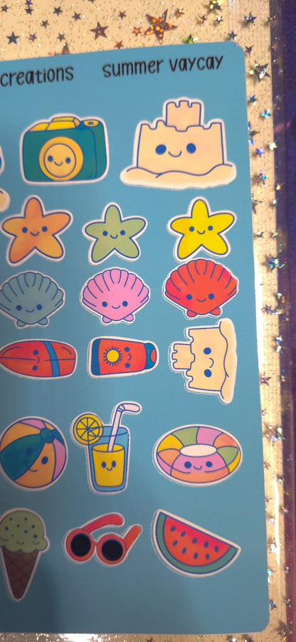 Summer Vacation Vibes Matte Bujo Journal Planner deco Sticker Sheet