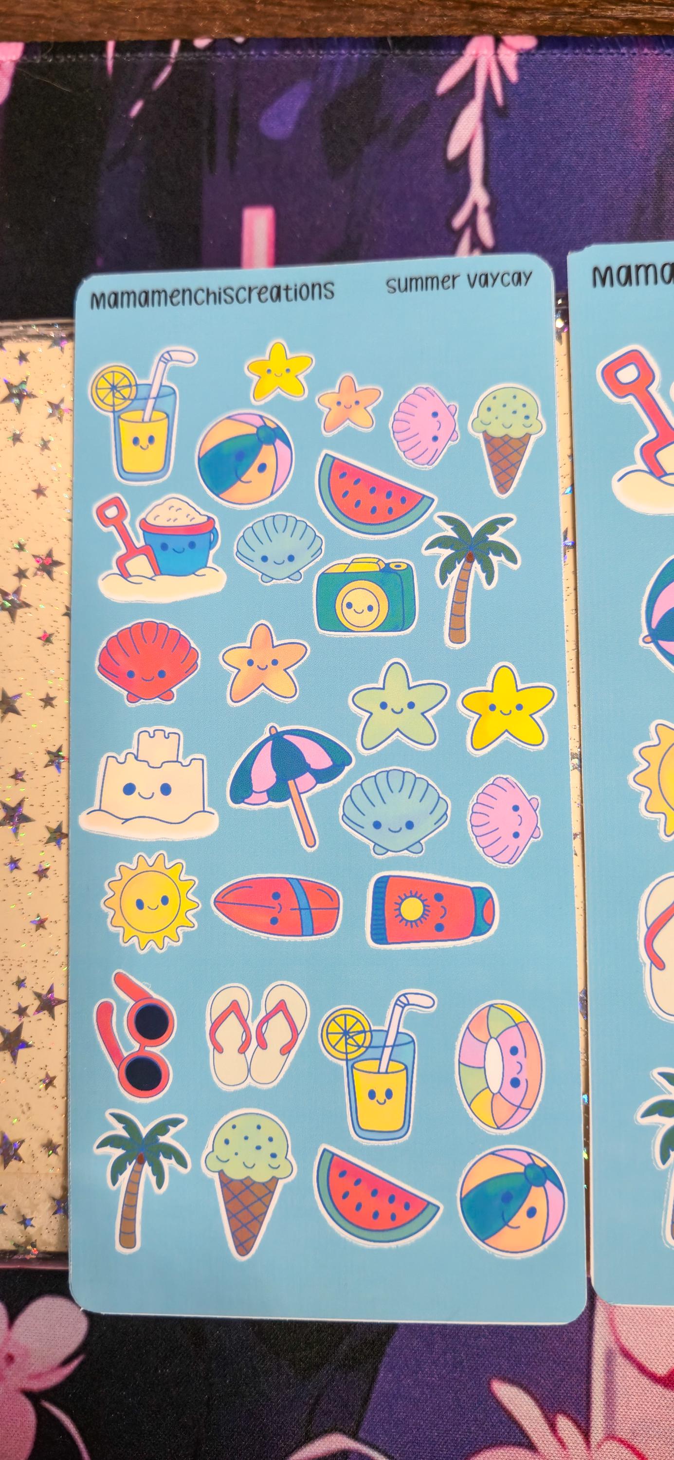 Summer Vacation Vibes Matte Bujo Journal Planner deco Sticker Sheet
