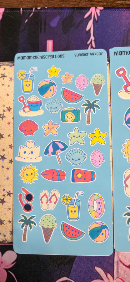 Summer Vacation Vibes Matte Bujo Journal Planner deco Sticker Sheet