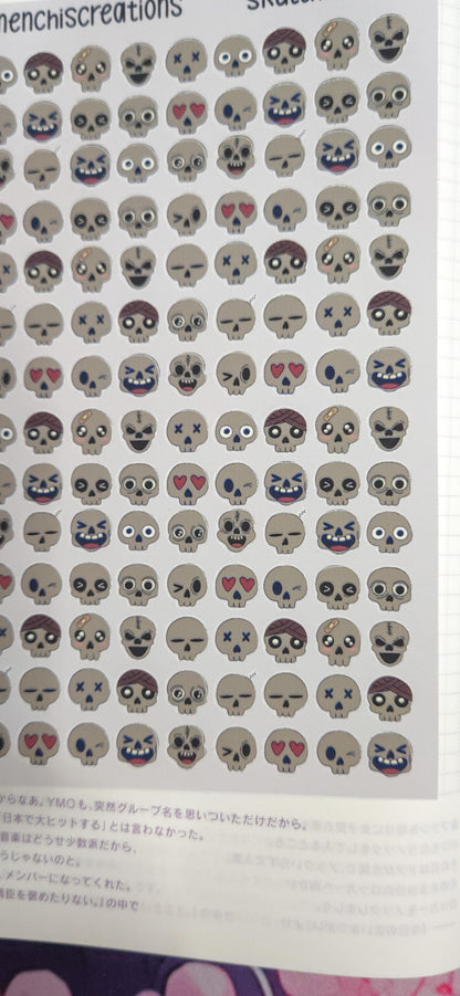 Tiny Skull Emojis Matte Bujo Journal Planner deco Sticker Sheet