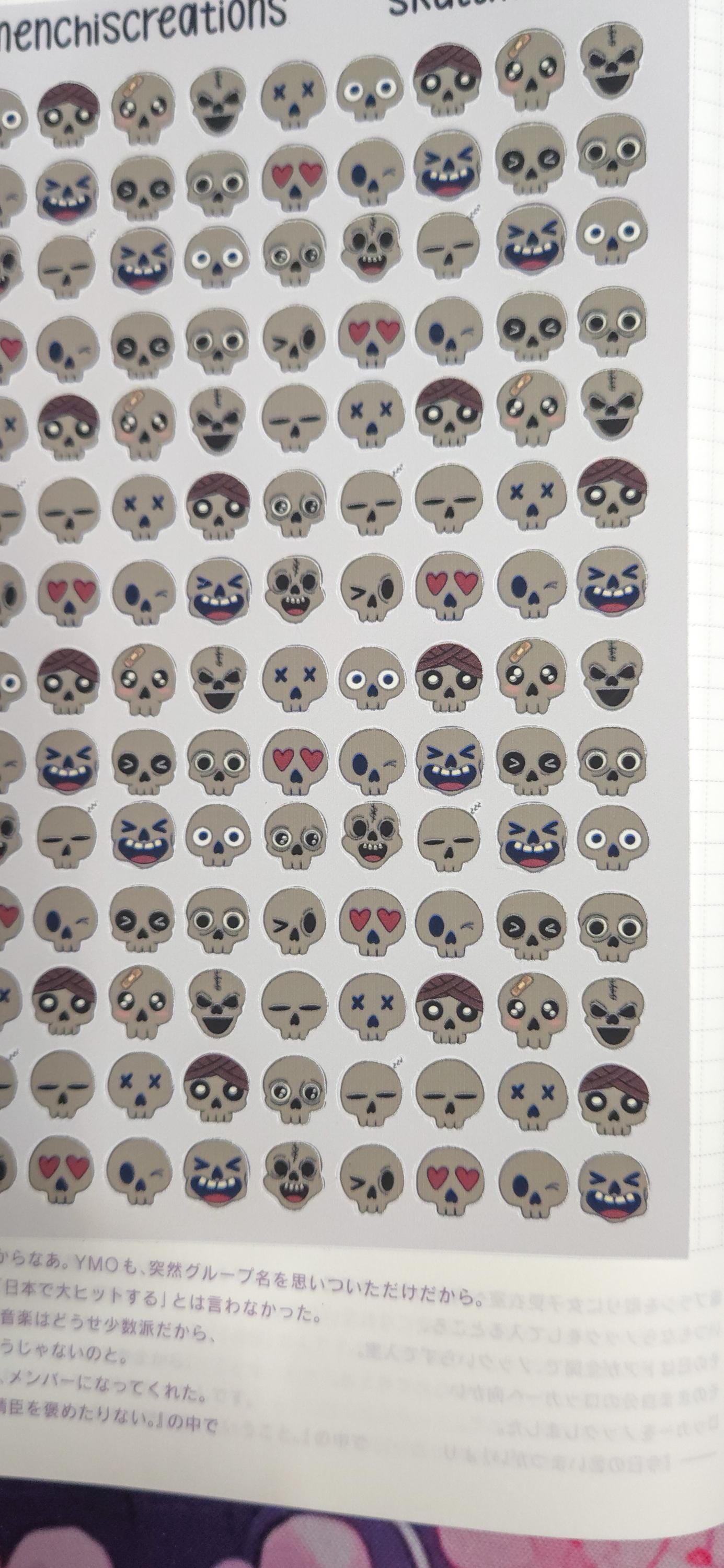 Tiny Skull Emojis Matte Bujo Journal Planner deco Sticker Sheet