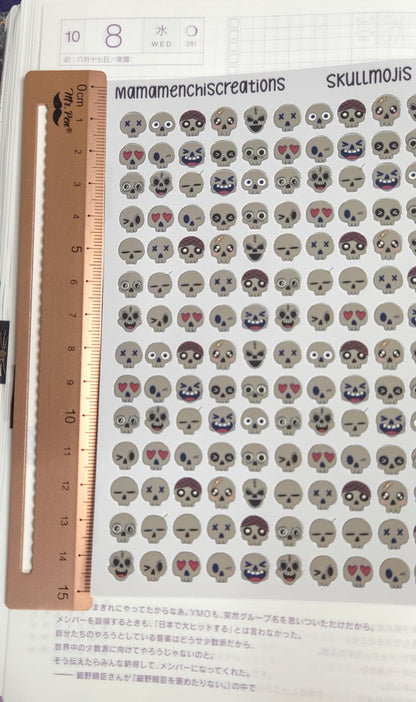 Tiny Skull Emojis Matte Bujo Journal Planner deco Sticker Sheet