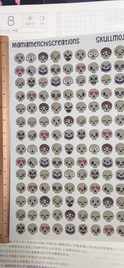 Tiny Skull Emojis Matte Bujo Journal Planner deco Sticker Sheet