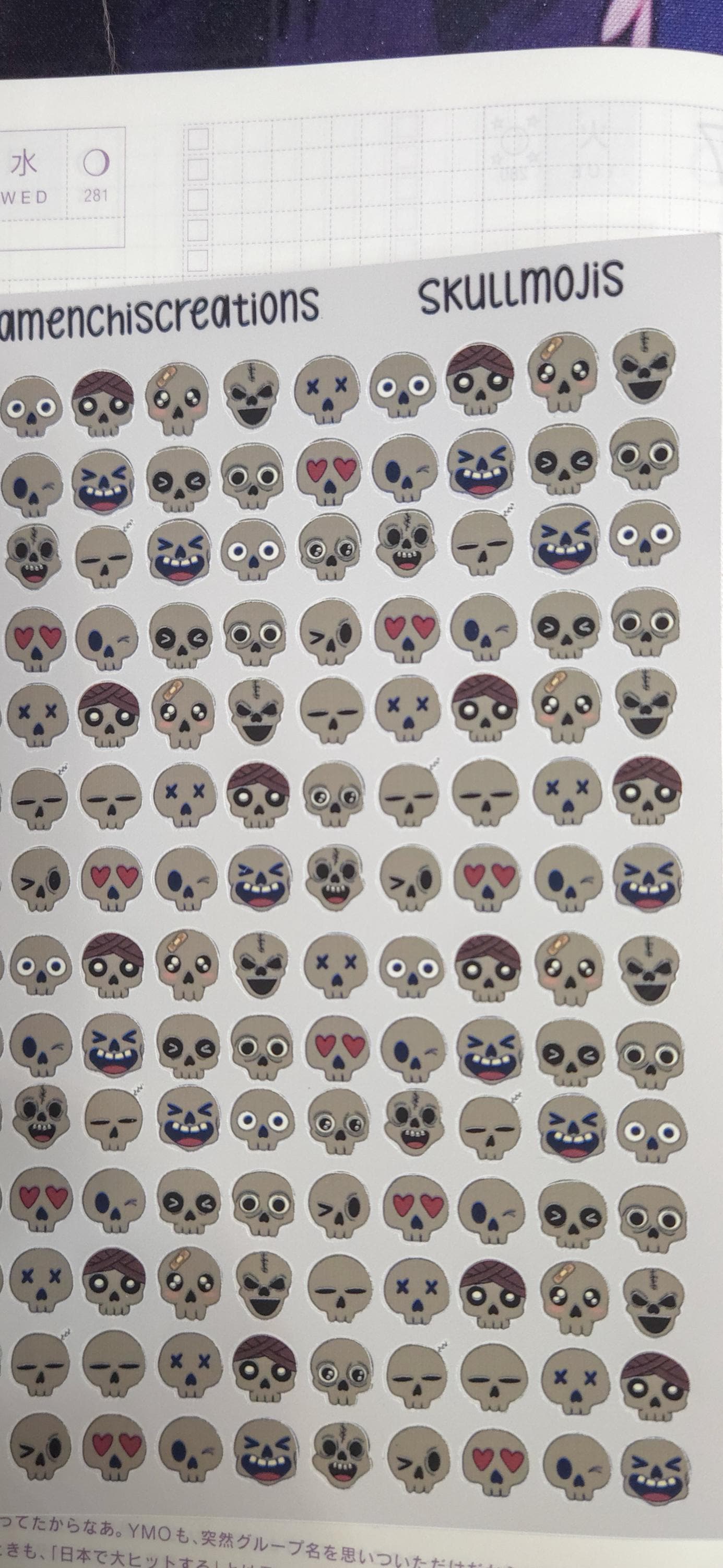 Tiny Skull Emojis Matte Bujo Journal Planner deco Sticker Sheet