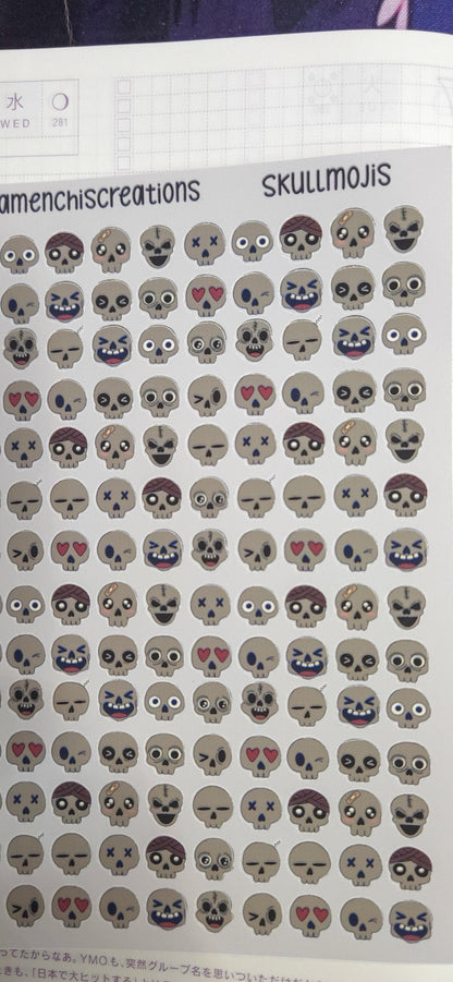 Tiny Skull Emojis Matte Bujo Journal Planner deco Sticker Sheet
