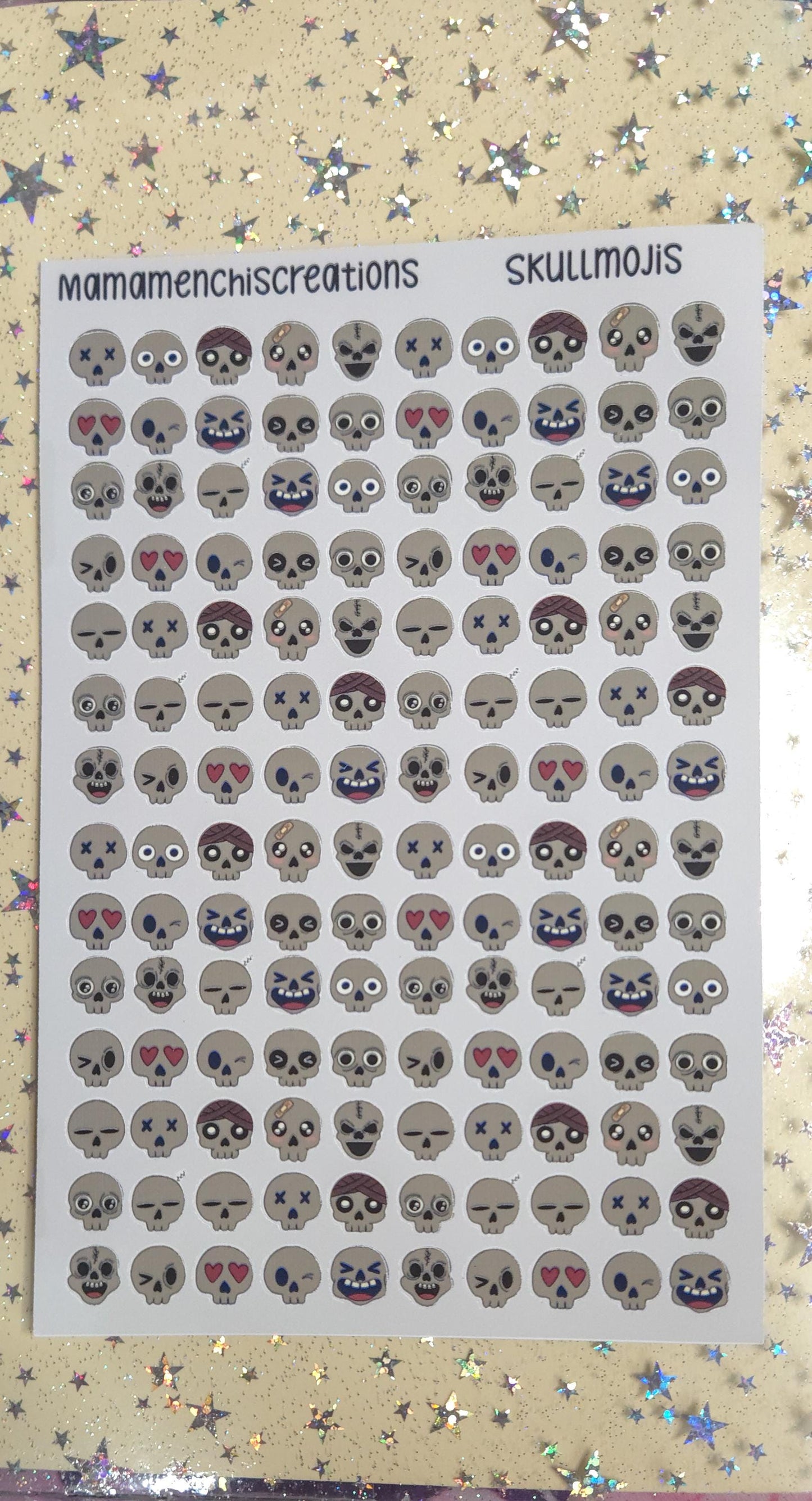 Tiny Skull Emojis Matte Bujo Journal Planner deco Sticker Sheet
