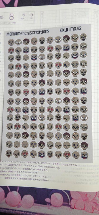 Tiny Skull Emojis Matte Bujo Journal Planner deco Sticker Sheet