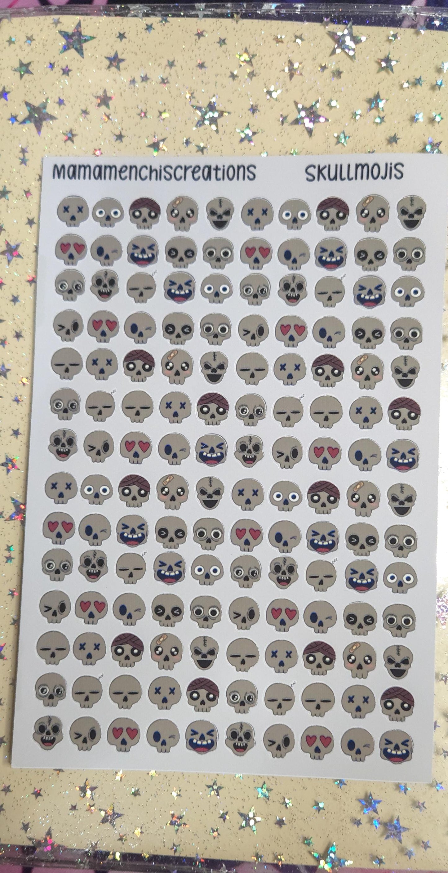Tiny Skull Emojis Matte Bujo Journal Planner deco Sticker Sheet