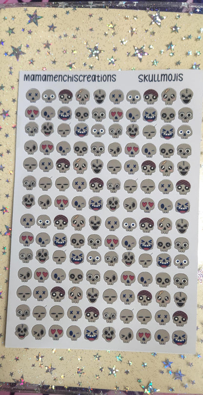 Tiny Skull Emojis Matte Bujo Journal Planner deco Sticker Sheet