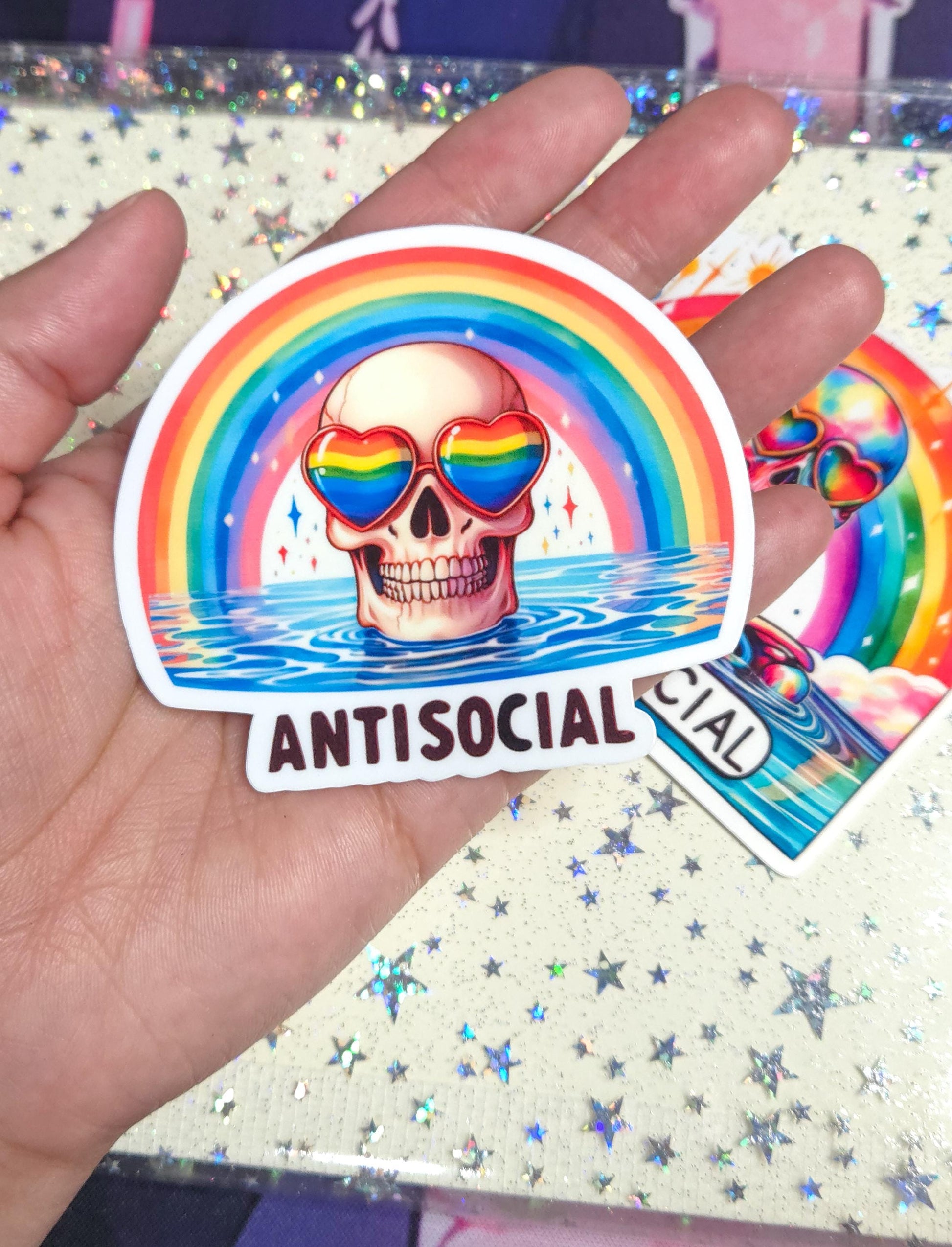 Anti-Social Skeleton Glossy Die Cut Bujo Journal Planner Sticker