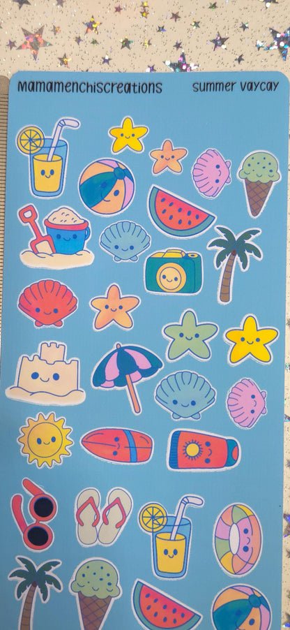 Summer Vacation Vibes Matte Bujo Journal Planner deco Sticker Sheet