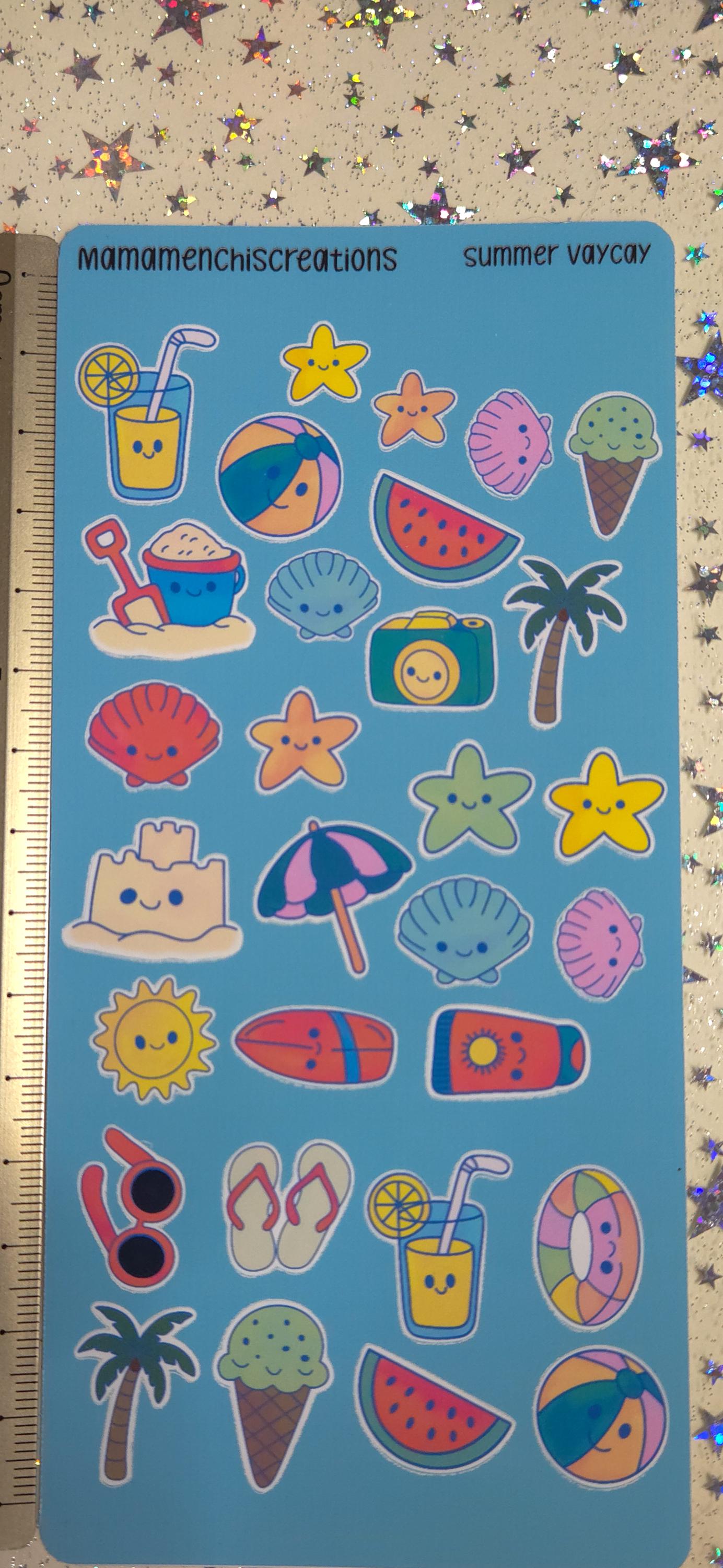 Summer Vacation Vibes Matte Bujo Journal Planner deco Sticker Sheet
