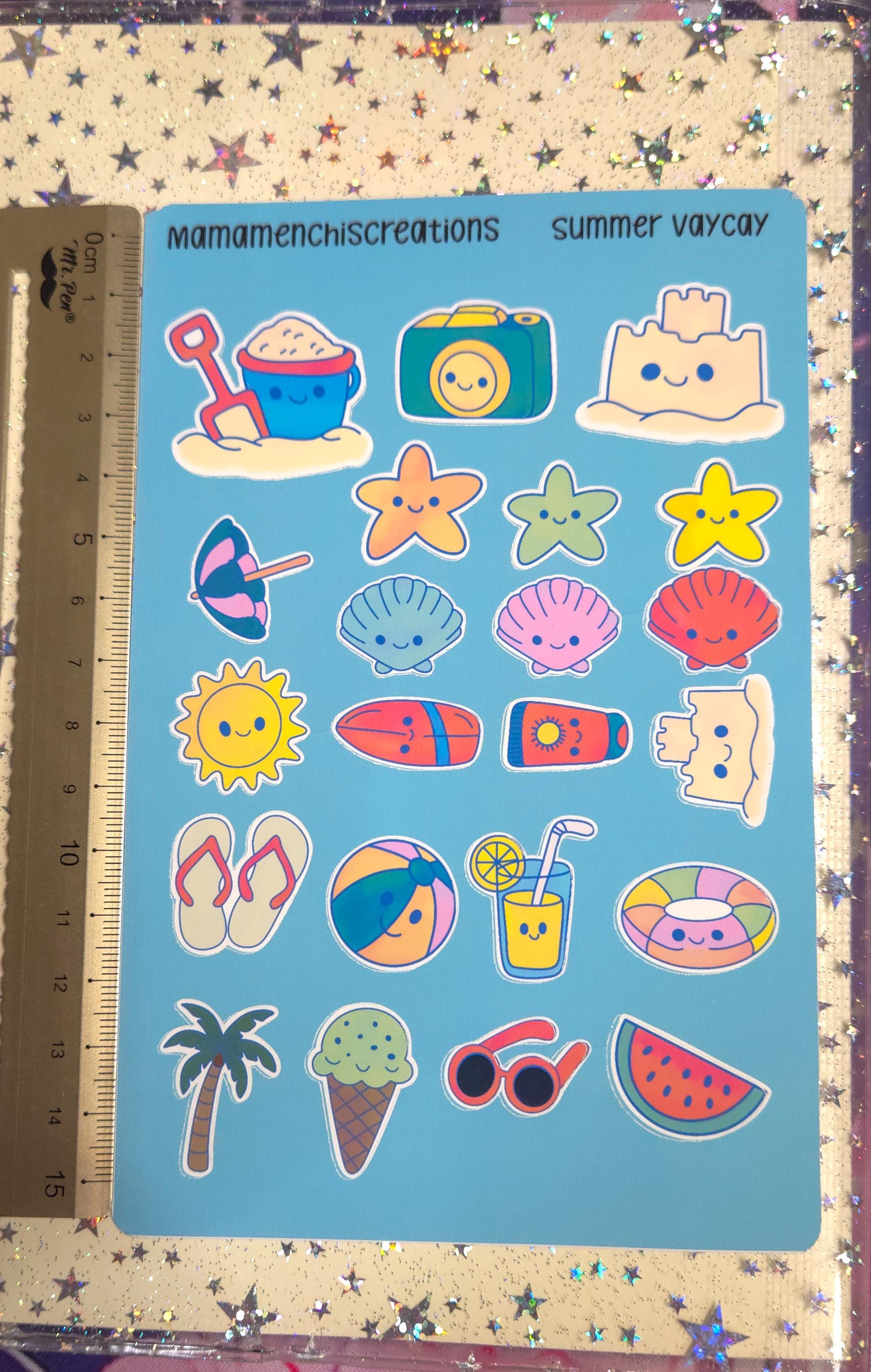 Summer Vacation Vibes Matte Bujo Journal Planner deco Sticker Sheet
