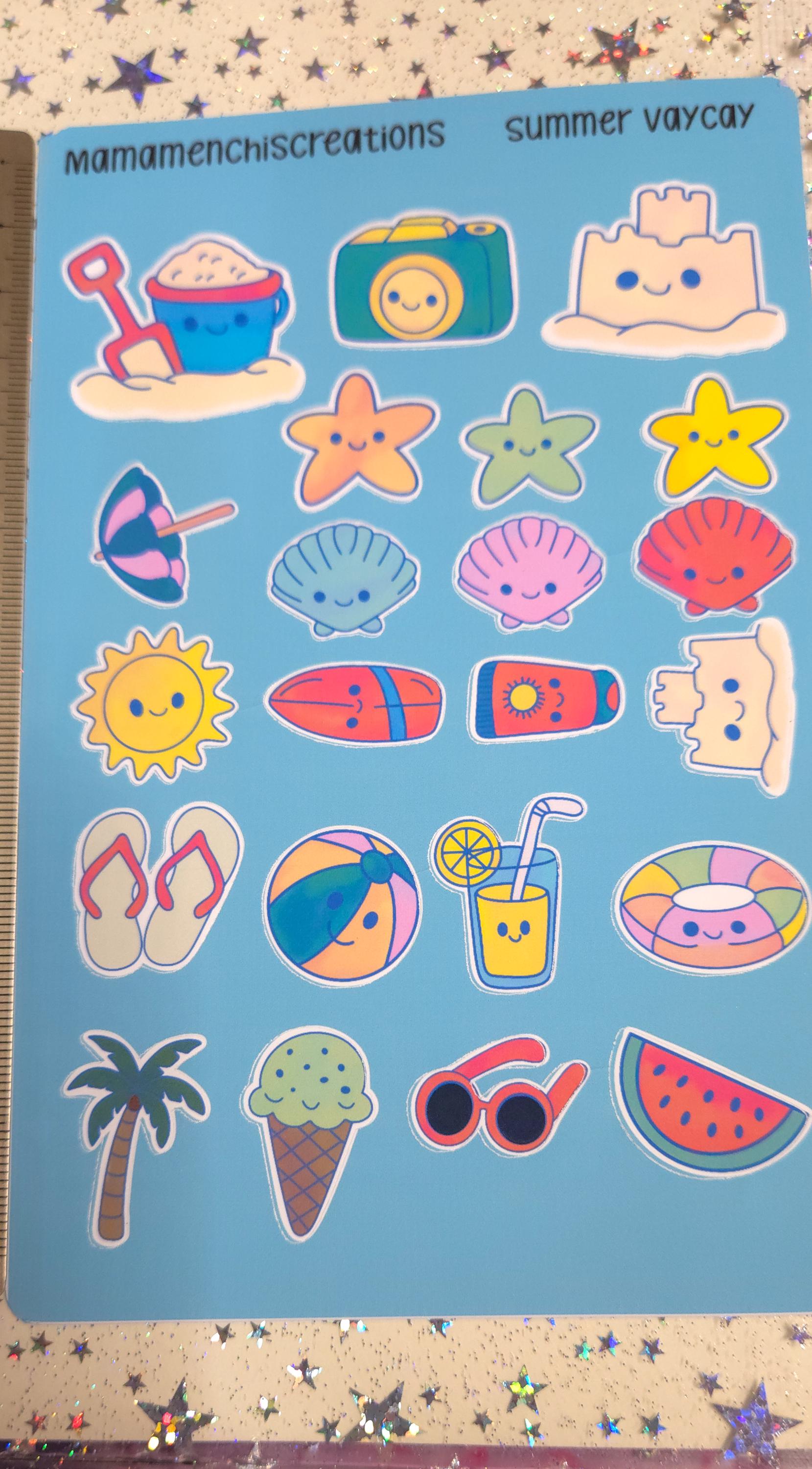 Summer Vacation Vibes Matte Bujo Journal Planner deco Sticker Sheet