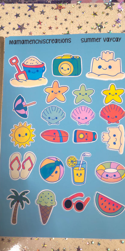 Summer Vacation Vibes Matte Bujo Journal Planner deco Sticker Sheet