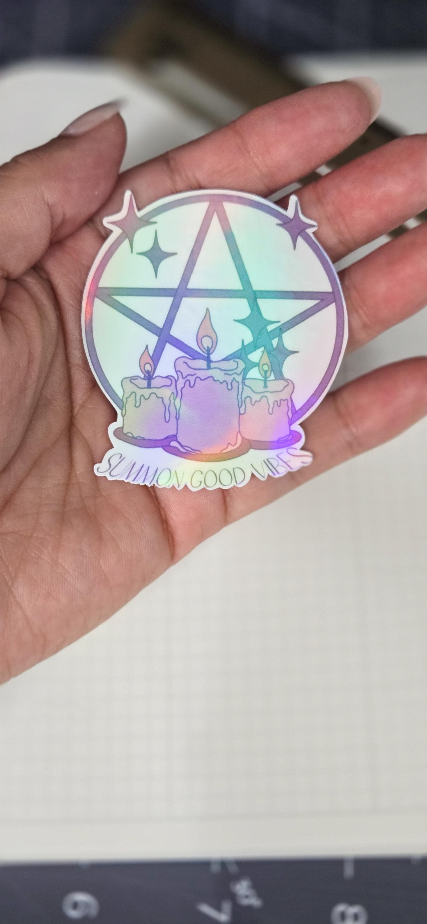 Summon Good Vibes Witchy Holographic Die Cut Bujo Journal Planner deco Sticker Sheet