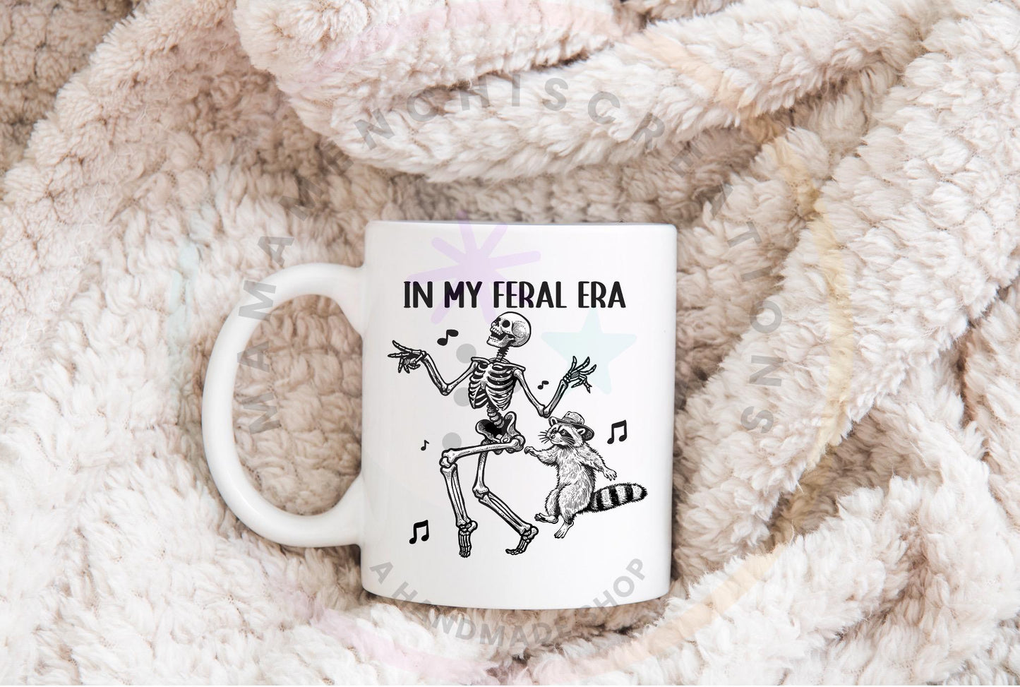 Feral Era Skeleton and Raccoon Hand Drawn Sublimation PNG Digital Download