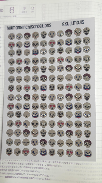 Tiny Skull Emojis Matte Bujo Journal Planner deco Sticker Sheet