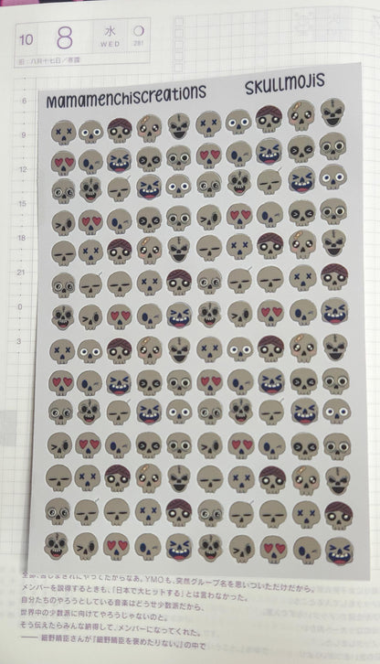 Tiny Skull Emojis Matte Bujo Journal Planner deco Sticker Sheet