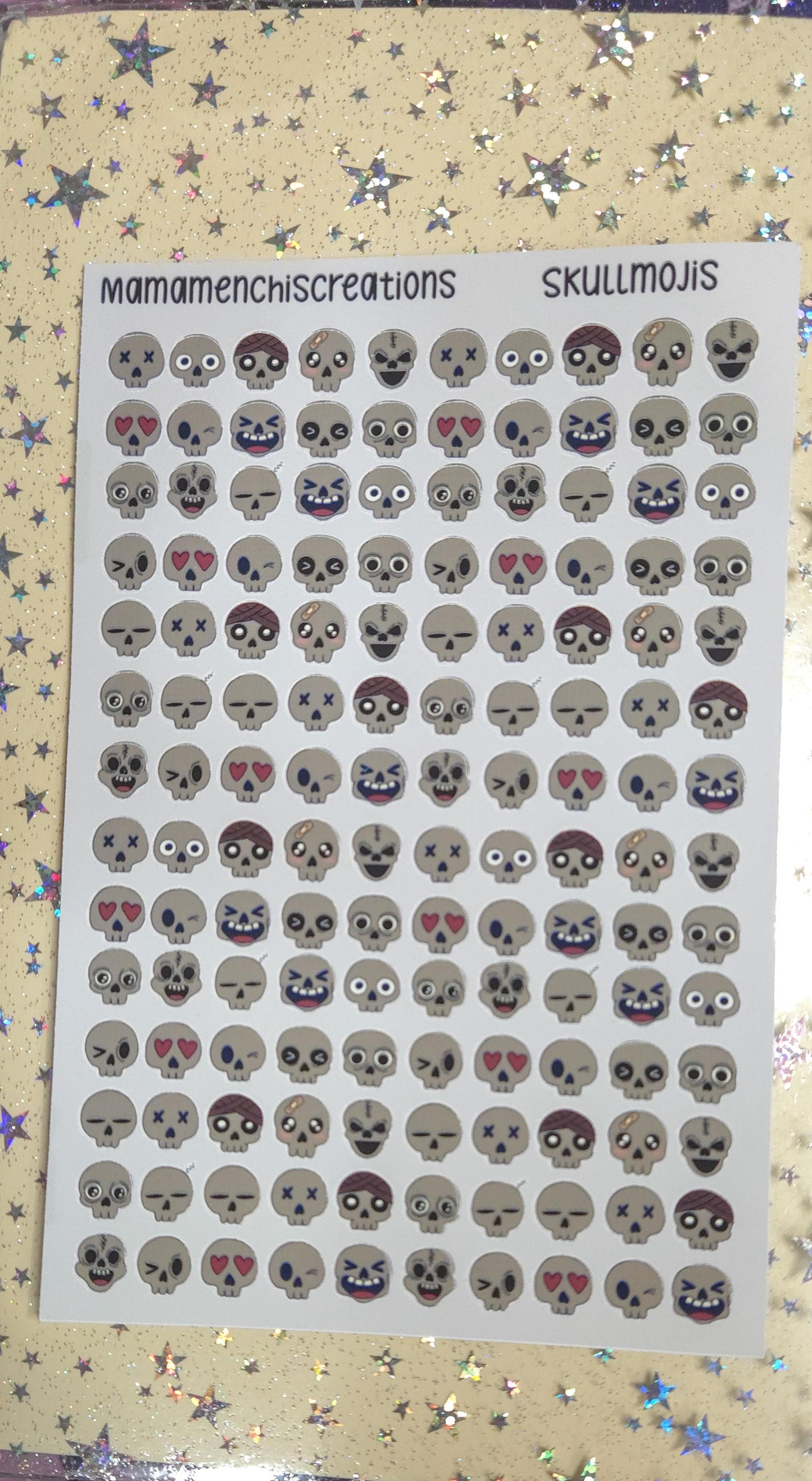 Tiny Skull Emojis Matte Bujo Journal Planner deco Sticker Sheet