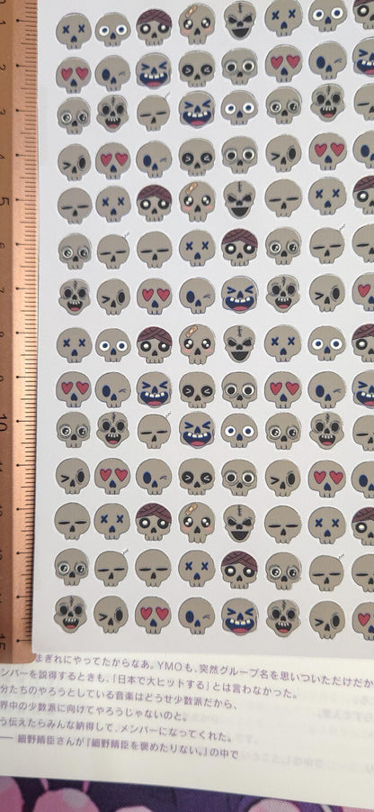 Tiny Skull Emojis Matte Bujo Journal Planner deco Sticker Sheet