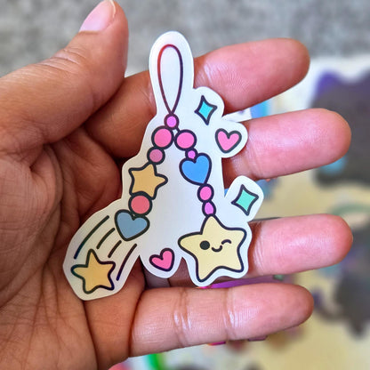 Stationary Kitty Themed Hand Drawn Glossy Holographic Sticker Flakes Planner Journal Laptop Notebook Stickers