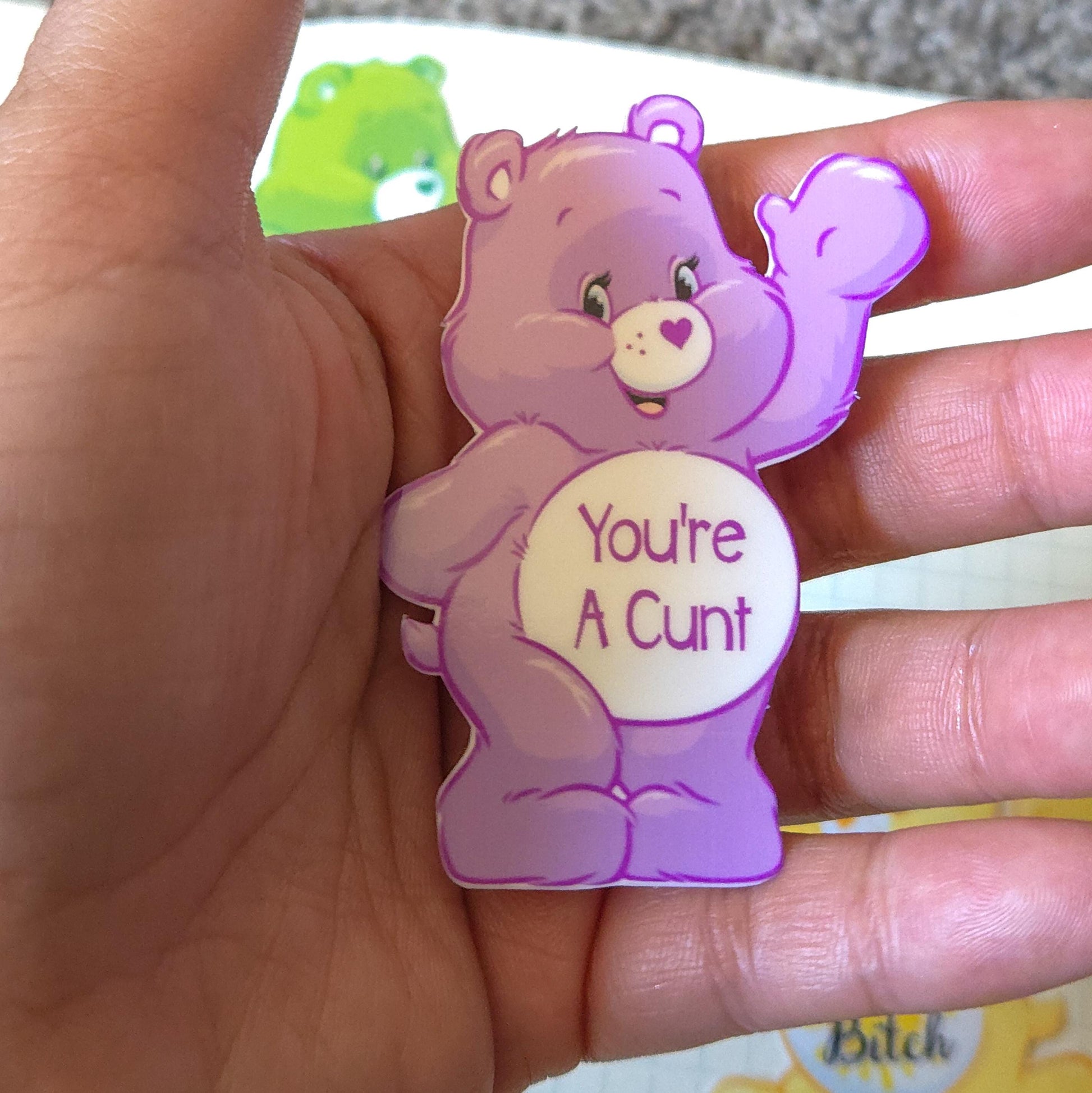 Swear Bears Themed Hand Drawn Glossy and Holographic Sticker Flakes