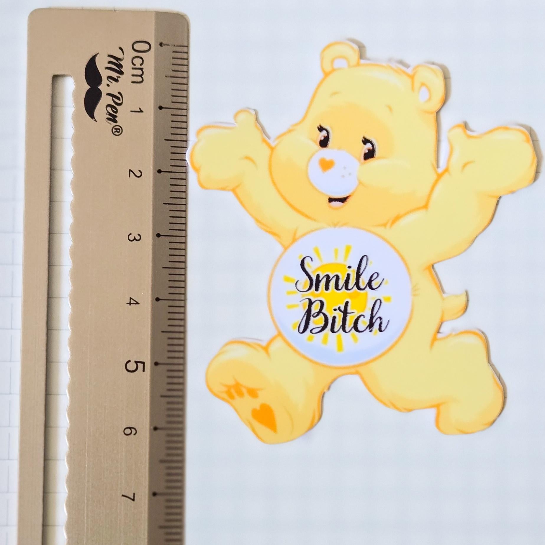 Swear Bears Themed Hand Drawn Glossy and Holographic Sticker Flakes