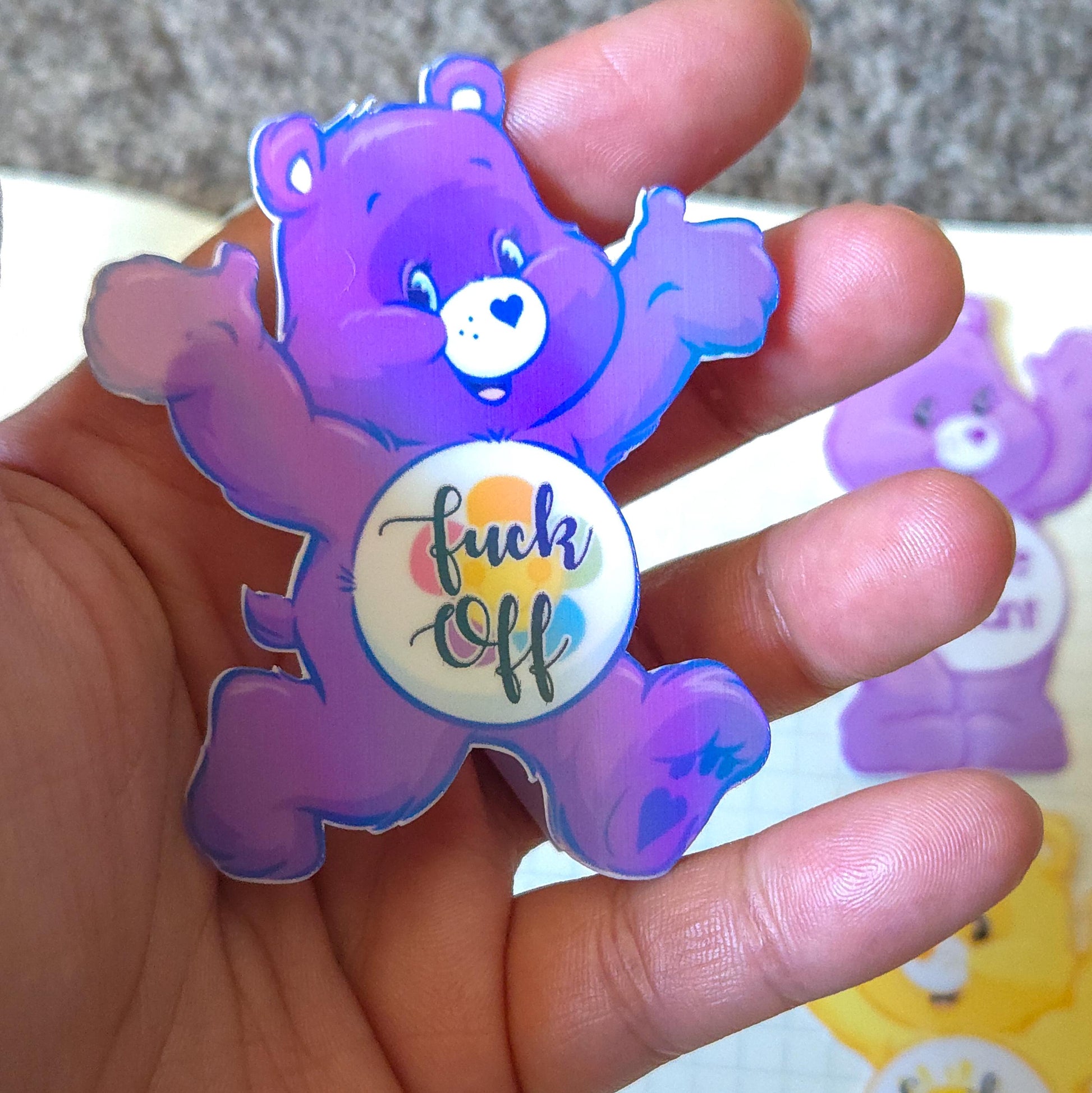 Swear Bears Themed Hand Drawn Glossy and Holographic Sticker Flakes