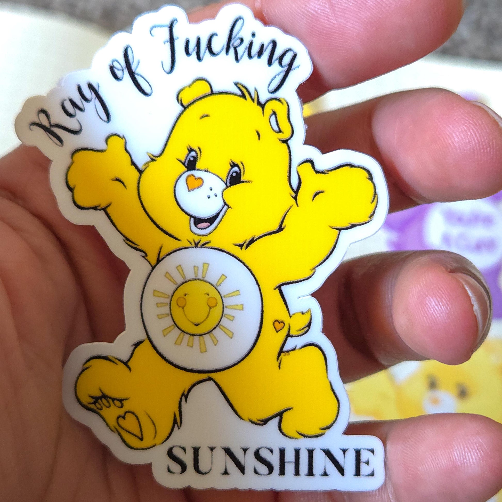 Swear Bears Themed Hand Drawn Glossy and Holographic Sticker Flakes