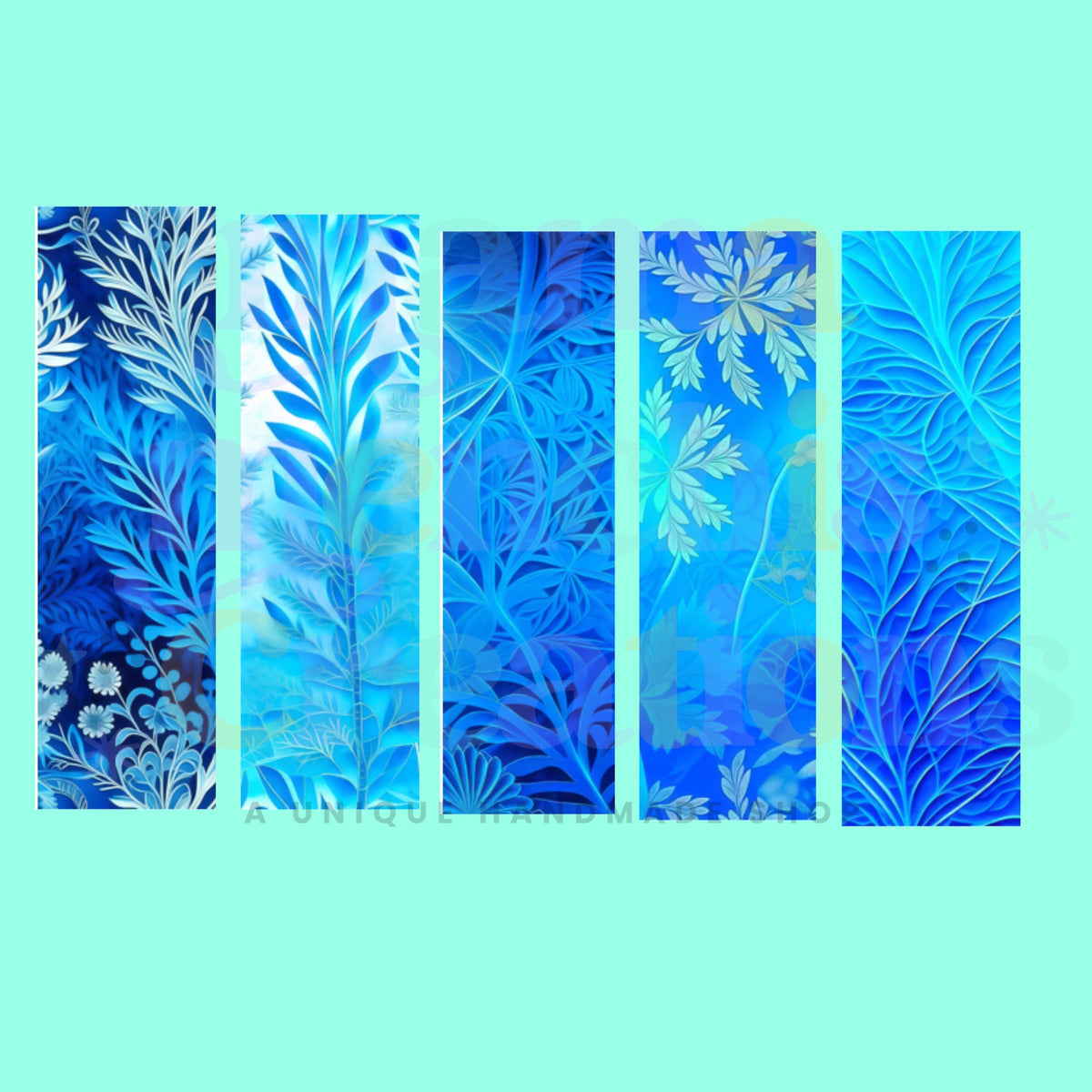 Blue Abstract Feathers Refillable Gel Pen