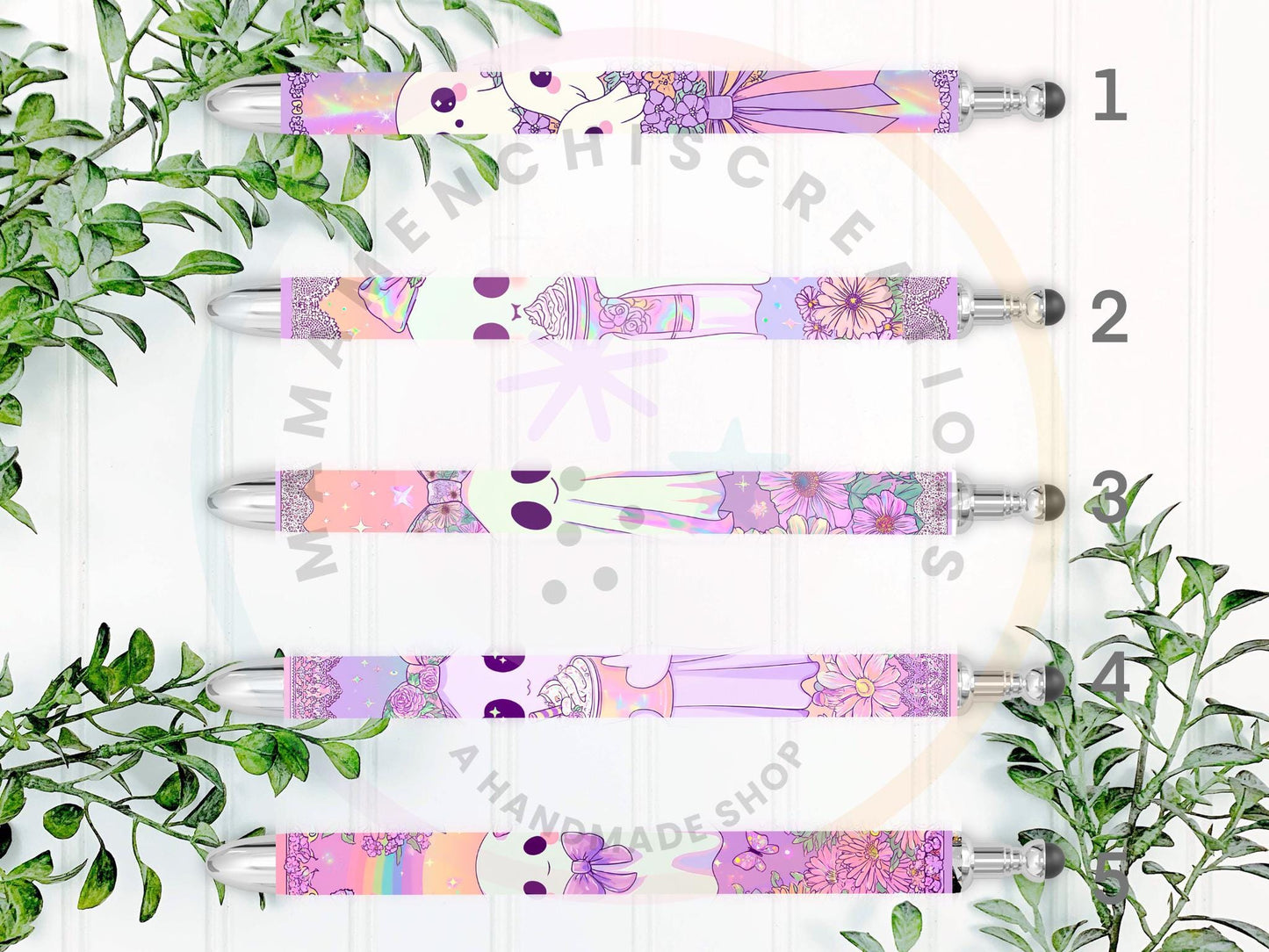 Pastel Ghosts and Flowers Refillable Gel Pen