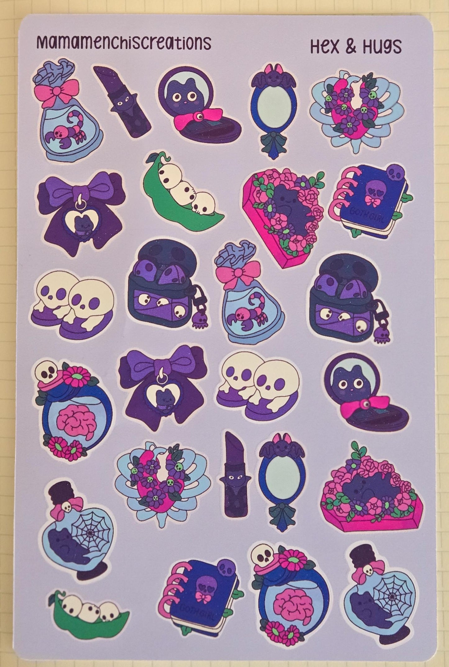 Hexes & Hugs Matte Bujo Journal Planner deco Sticker Sheet
