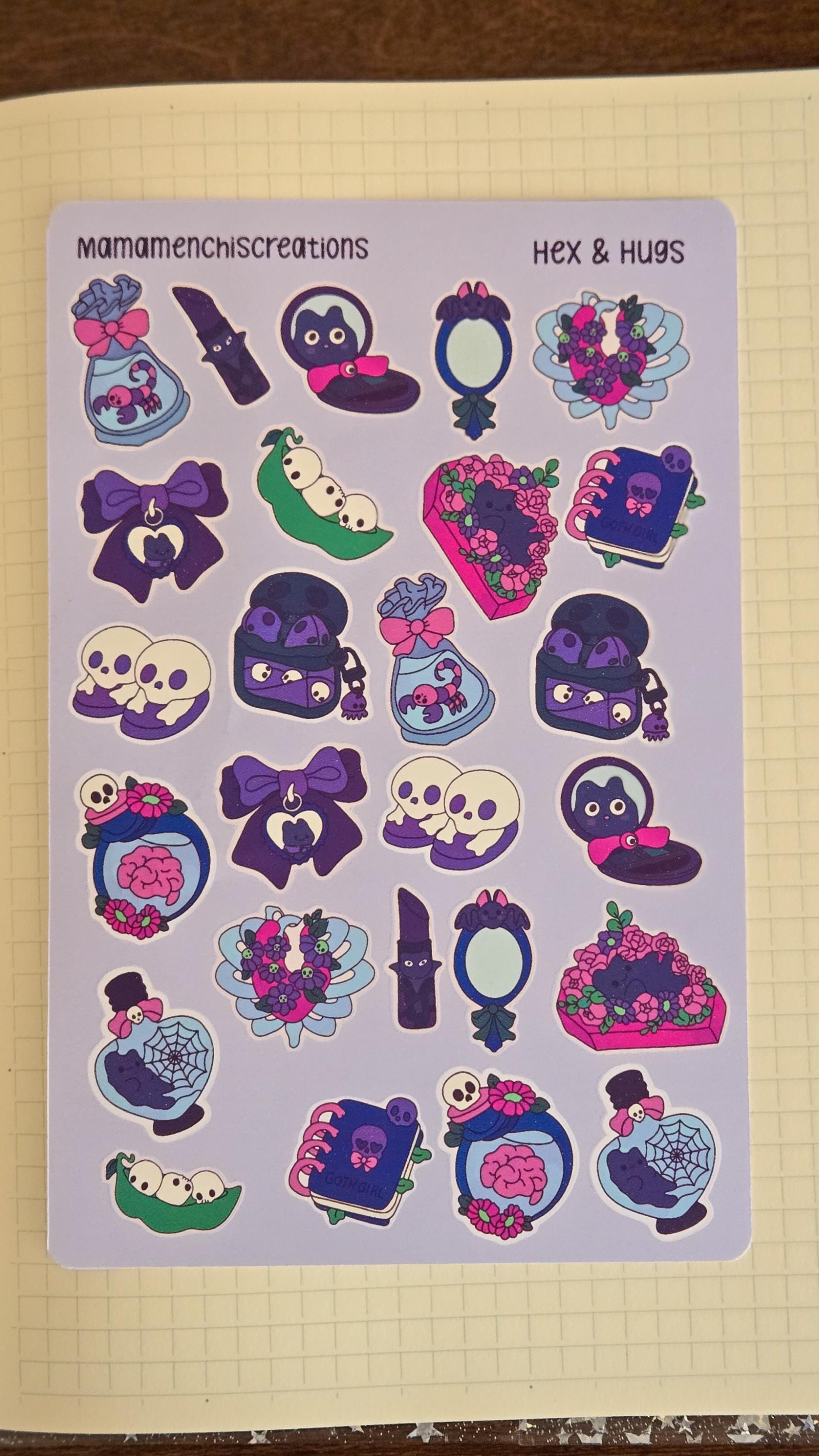 Hexes & Hugs Matte Bujo Journal Planner deco Sticker Sheet