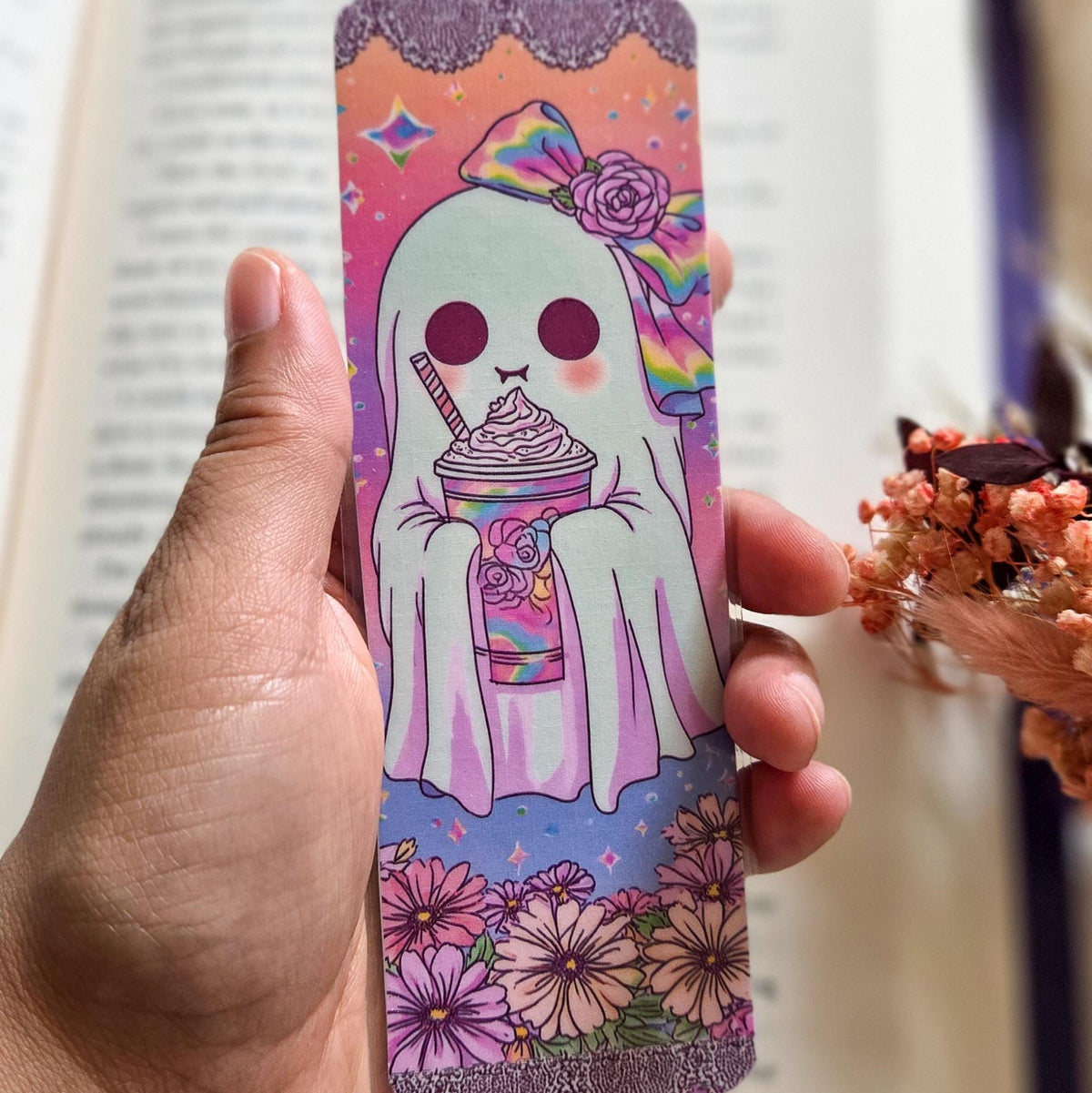 Pastel Ghost Babes Handmade Laminated Bookmark