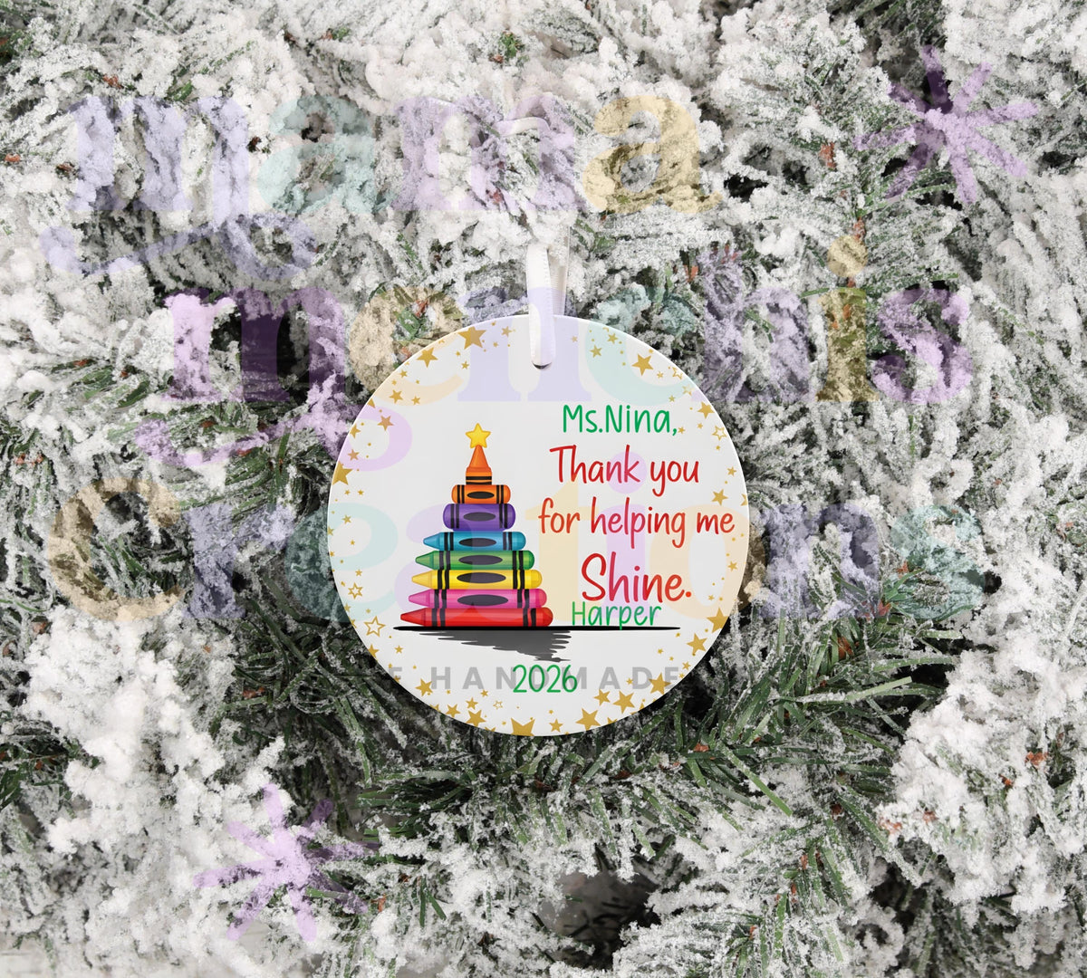 Teacher Personalized 2026 Christmas Sublimation Ornament