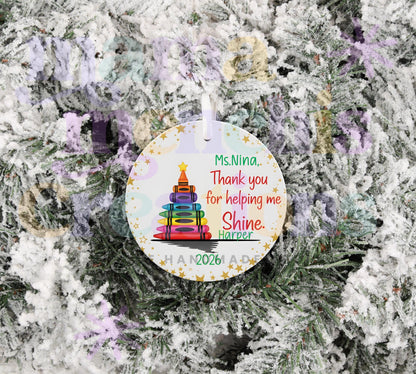 Teacher Personalized 2026 Christmas Sublimation Ornament