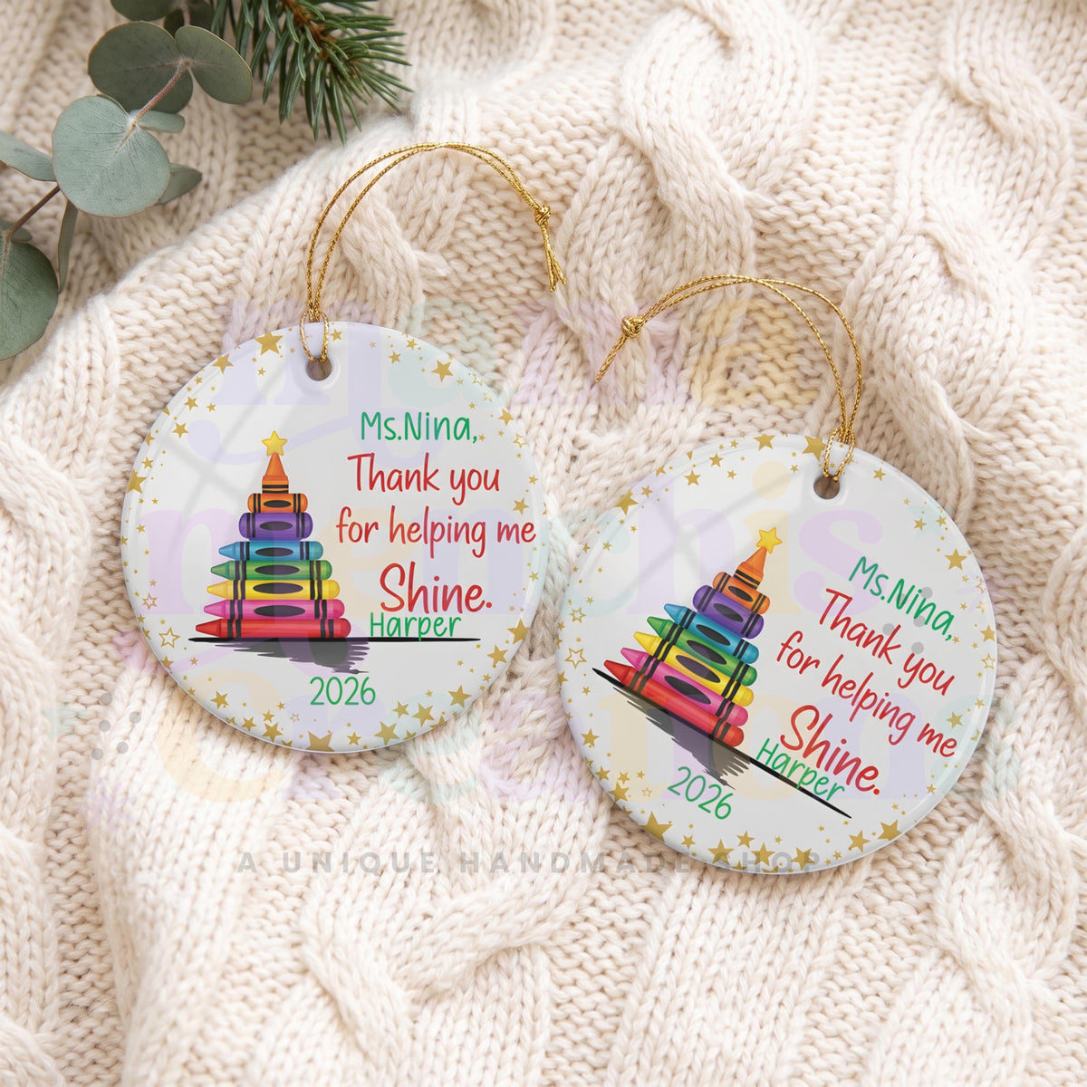 Teacher Personalized 2026 Christmas Sublimation Ornament
