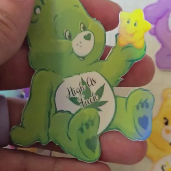 Swear Bears Themed Hand Drawn Glossy and Holographic  Sticker Flakes
