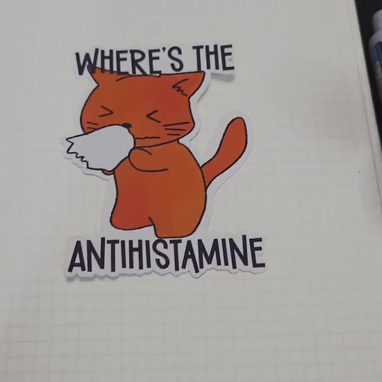 Antihistamine Cat Allergies Matte Die Cut Bujo Journal Planner Laptop  Sticker