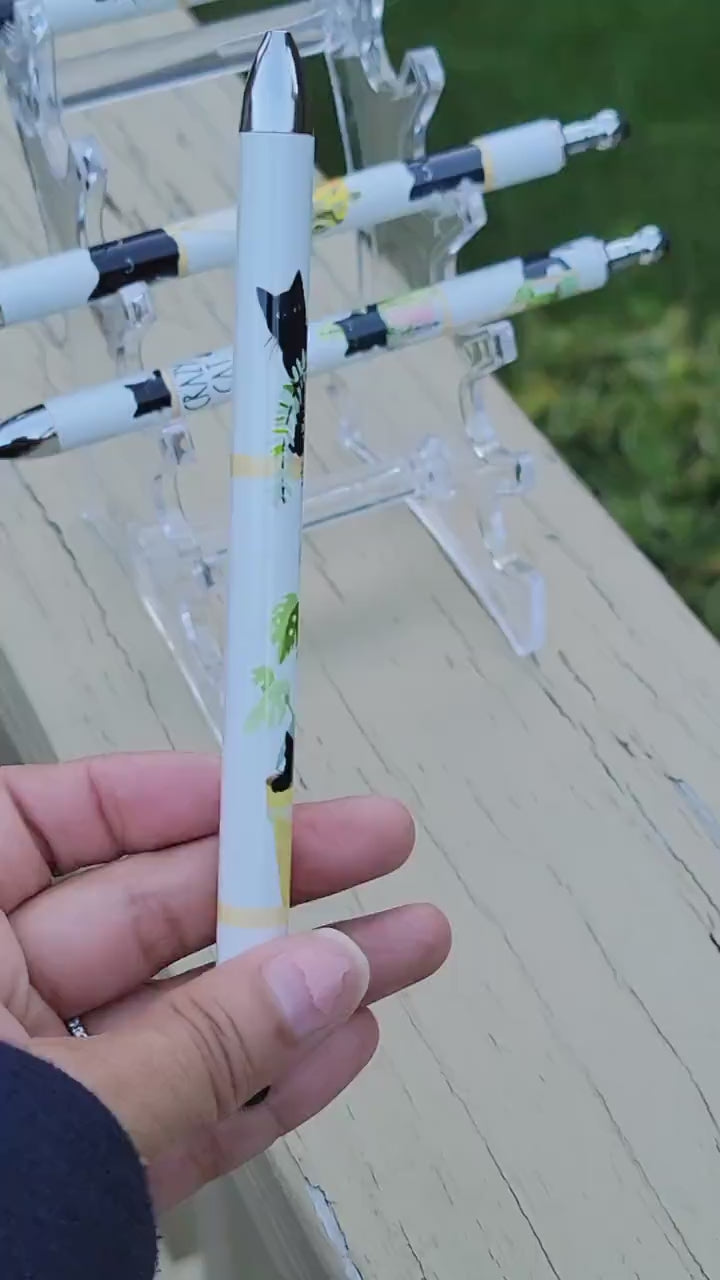 Cat Lady  Plant Lover Refillable Gel Pen: Stainless Steel Stylus Pen