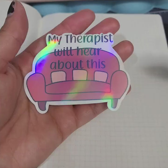 Therapist Couch Funny Holographic Die Cut Bujo Journal Planner Sticker