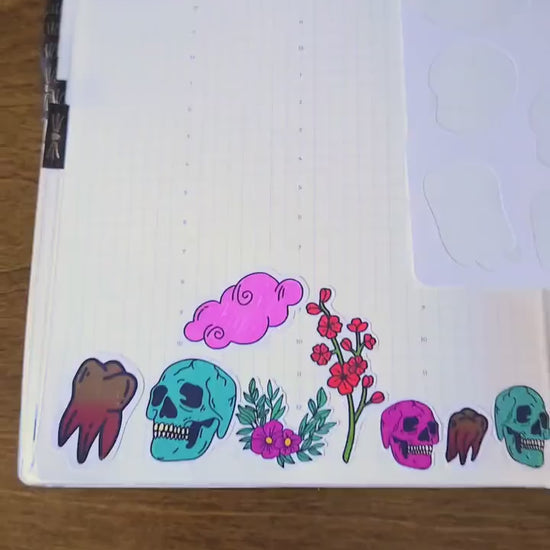 Skulls and Flowers Spooky Halloween Deco Stickers Bujo Journal Planner deco Sticker Sheet