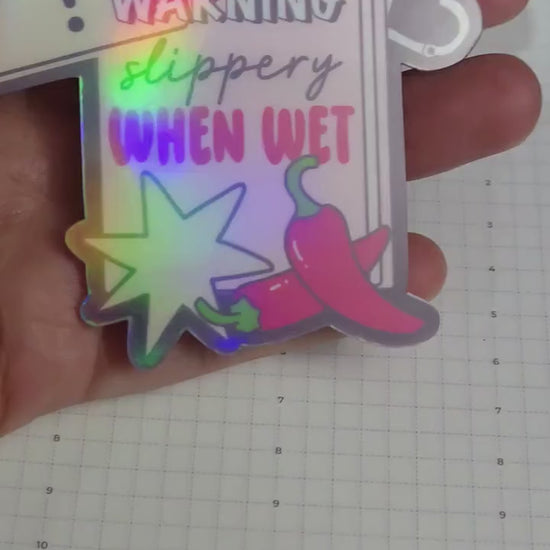 Spicy Slippery When Wet Book Smut Bookish Holographic Die Cut  Sticker