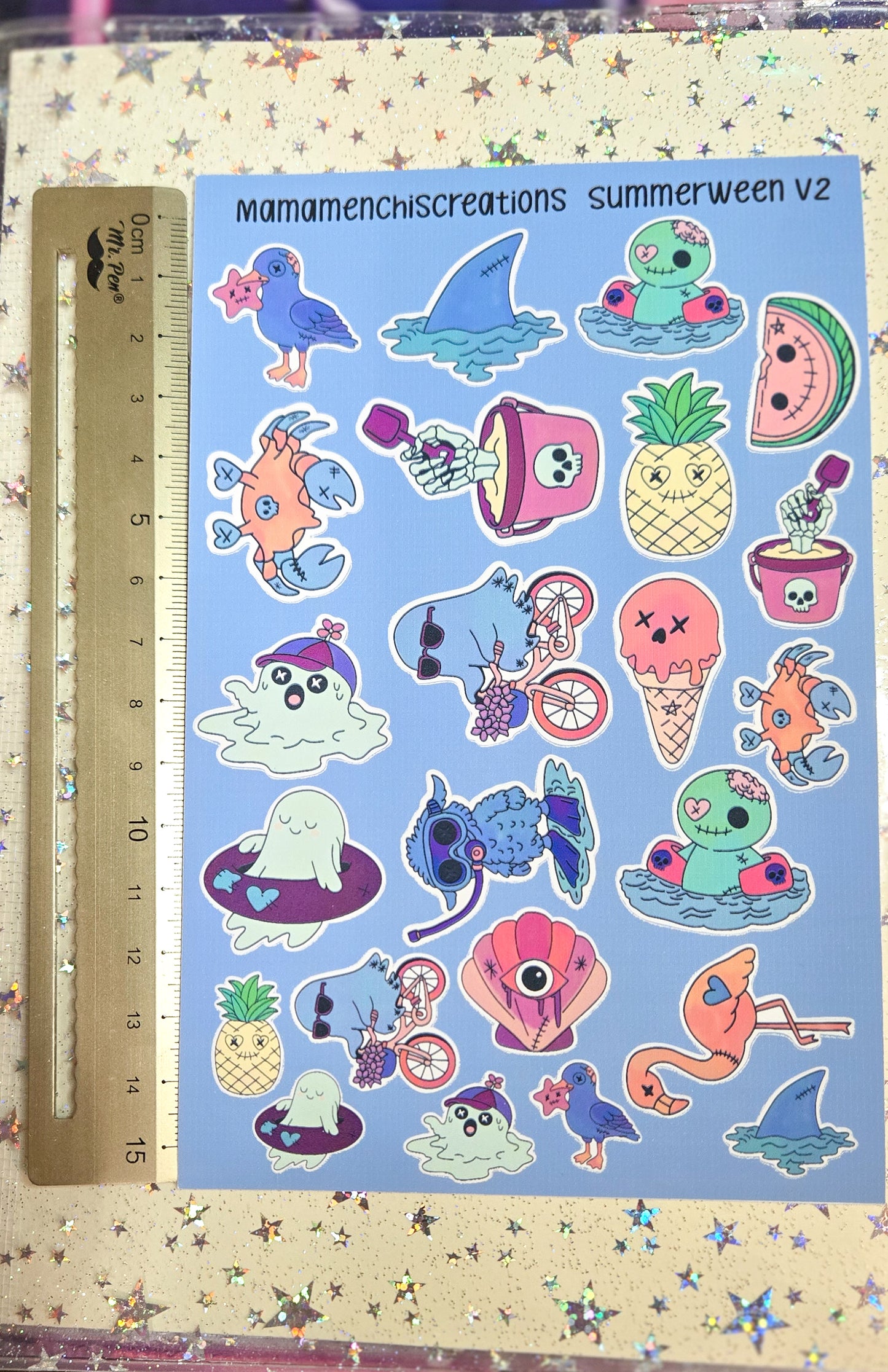 Summerween V2 Creepy Summer Vibes Matte Bujo Journal Planner deco Sticker Sheet