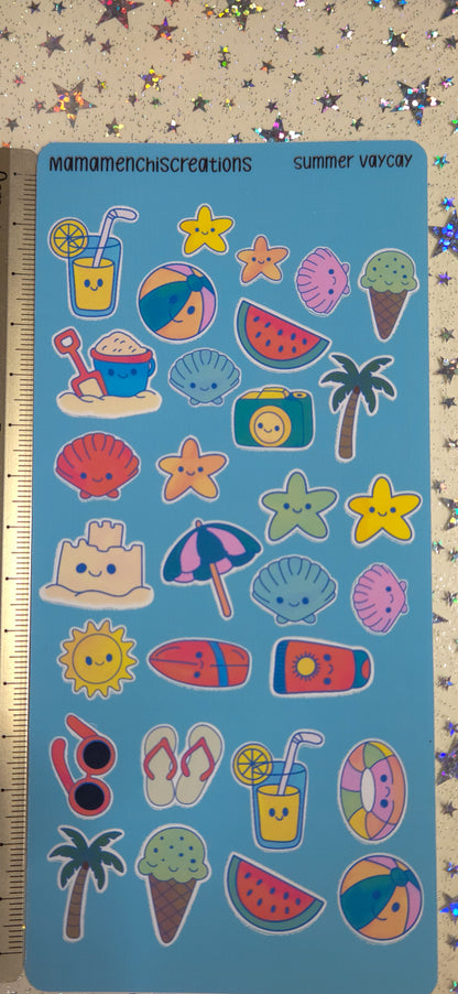 Summer Vacation Vibes Matte Bujo Journal Planner deco Sticker Sheet